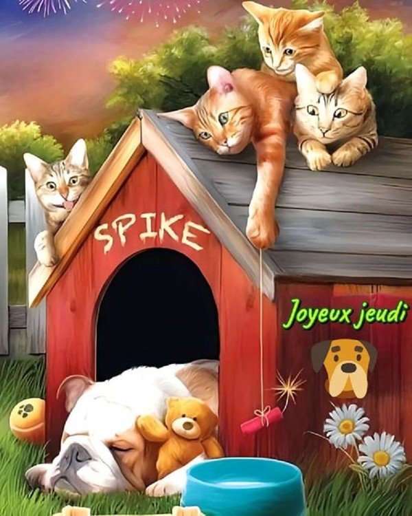 Des chats sur la niche de Spike "Joyeux jeudi"   ...