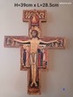 TBE Ancien icone crucifix bois du croix de Saint Damien