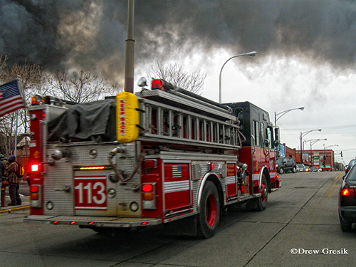 Chicago Engien 113 at the Chicago 4-11 Alarm fire at 2444 W. 21st Street 12-29-12