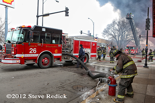 Chicago 4-11 Alarm massive fire at commercial warehouse facility 12-29-12 at 2444 S. 21st Street