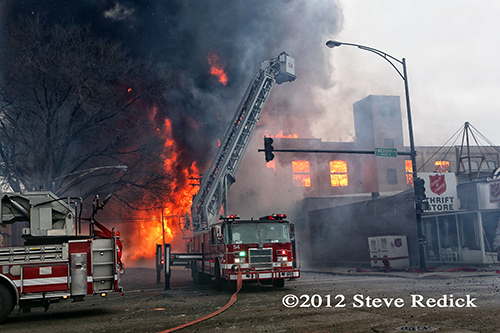 Chicago 4-11 Alarm massive fire at commercial warehouse facility 12-29-12 at 2444 S. 21st Street