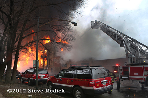 Chicago 4-11 Alarm massive fire at commercial warehouse facility 12-29-12 at 2444 S. 21st Street