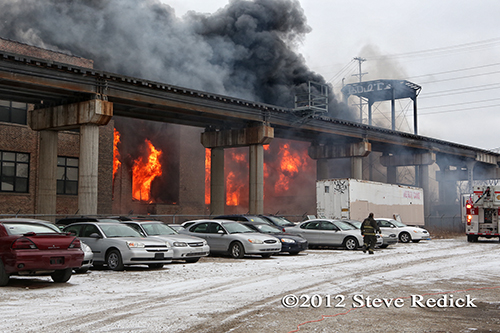 Chicago 4-11 Alarm massive fire at commercial warehouse facility 12-29-12 at 2444 S. 21st Street