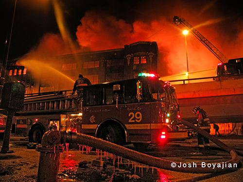 Chicago fire engine at large fire