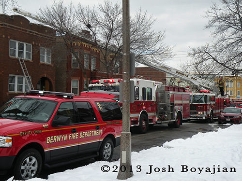 house fire in Berwyn 3-7-13 fire department firefighters