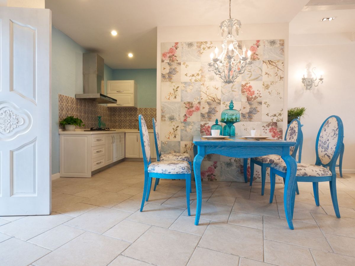 Floral Accent Wall Creates Incredible Atmosphere for a Custom Kitchen