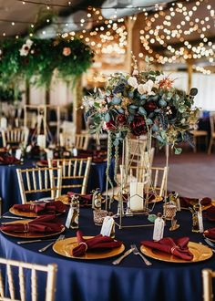 Modern boho wedding reception centerpiece