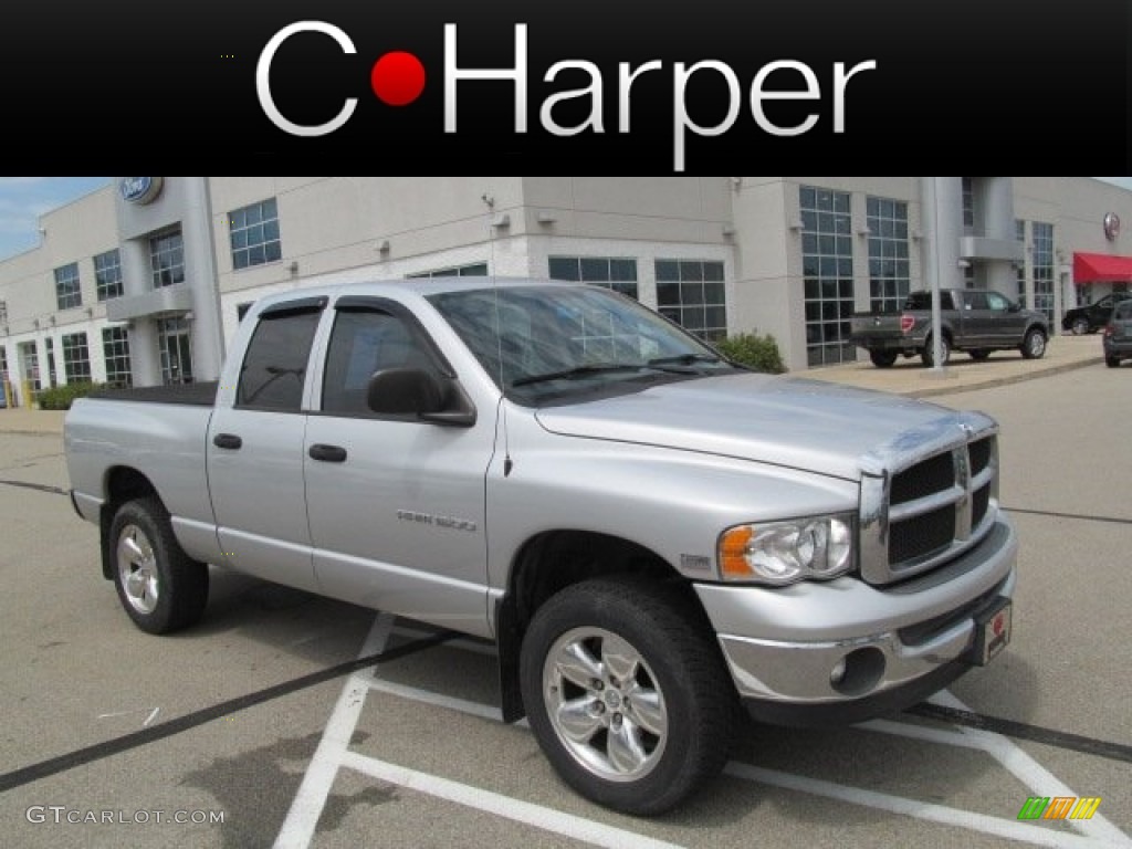 2004 Ram 1500 SLT Quad Cab 4x4 - Bright Silver Metallic / Dark Slate Gray photo #1