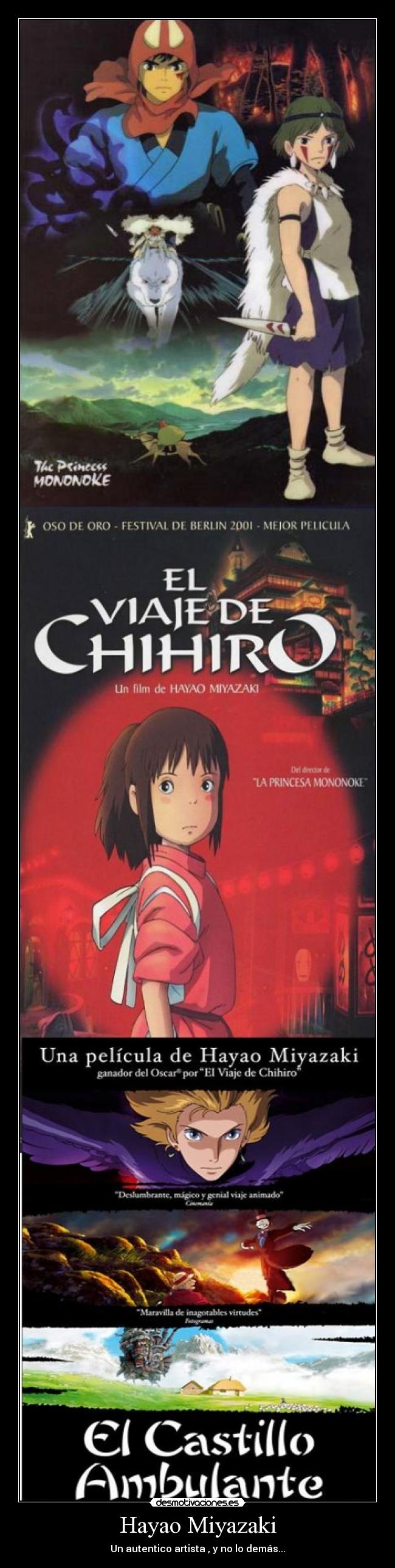 carteles hayao miyazaki princesa mononoke viaje chihiro castillo ambulante desmotivaciones