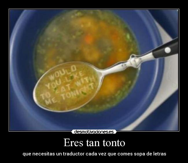 Eres tan tonto - que necesitas un traductor cada vez que comes sopa de letras