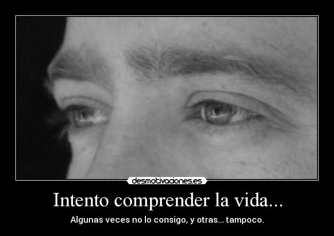 Intento comprender la vida... - Algunas veces no lo consigo, y otras... tampoco.