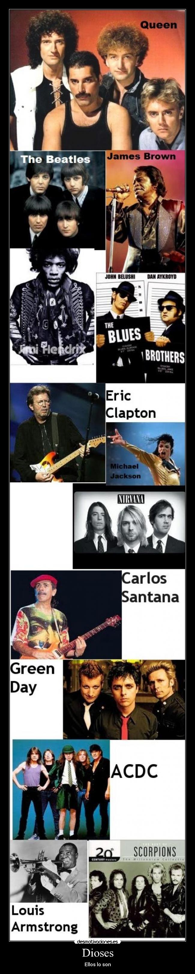 carteles musicos dioses beatles queen nirvana desmotivaciones