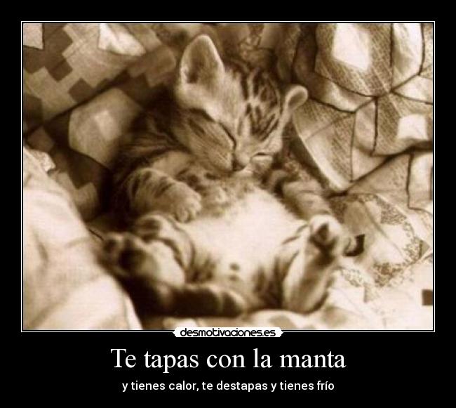 Te tapas con la manta - y tienes calor, te destapas y tienes frío
