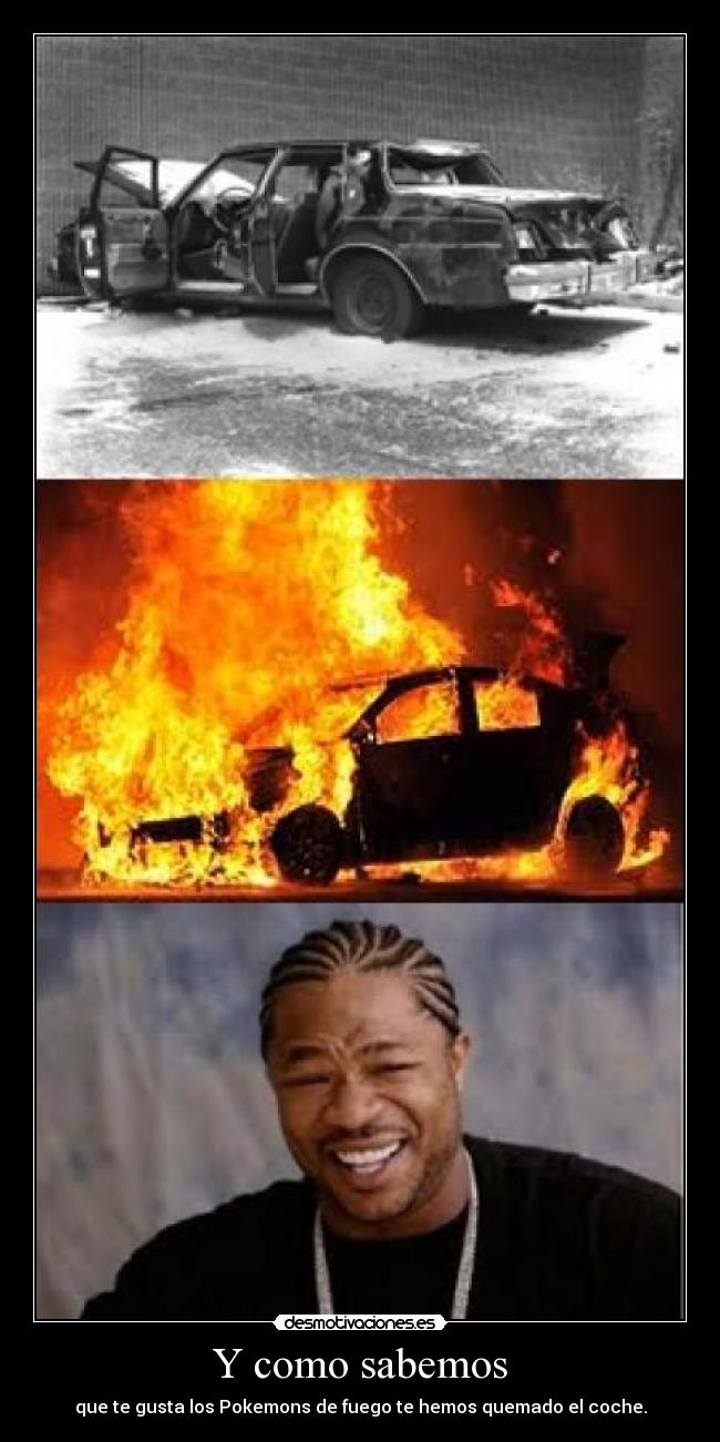 carteles xzibit pokemons fuego coche desmotivaciones