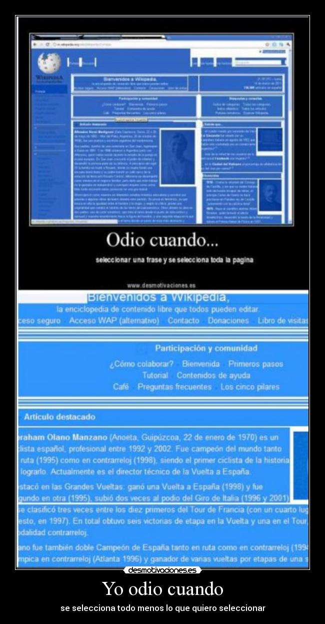 Yo odio cuando - se selecciona todo menos lo que quiero seleccionar
