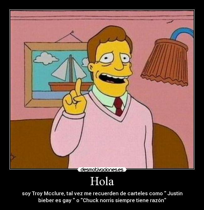 Hola - soy Troy Mcclure, tal vez me recuerden de carteles como  Justin
bieber es gay  o Chuck norris siempre tiene razón