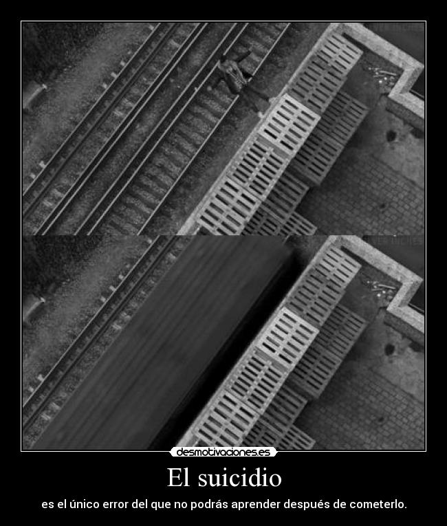 El suicidio - es el único error del que no podrás aprender después de cometerlo.