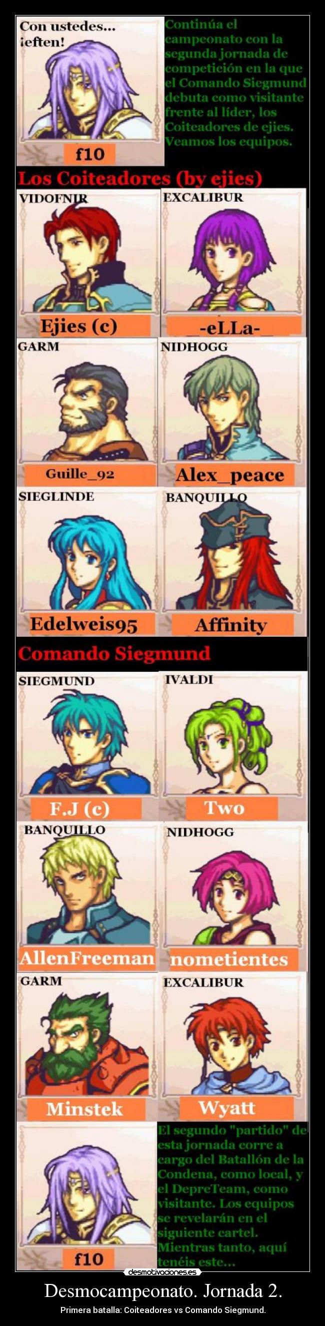 Desmocampeonato. Jornada 2. - Primera batalla: Coiteadores vs Comando Siegmund.
