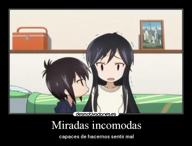 carteles anime channel personajes yuko tooru miradas incomodas desmotivaciones