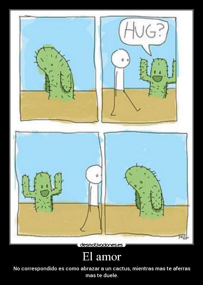 El amor - No correspondido es como abrazar a un cactus, mientras mas te aferras mas te duele.