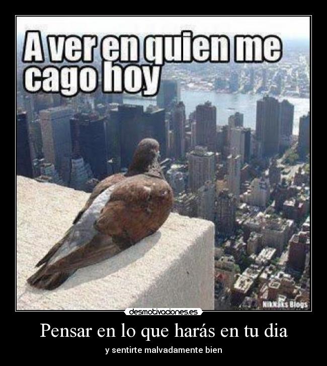 Pensar en lo que harás en tu dia - y sentirte malvadamente bien