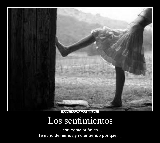 Los sentimientos - ...son como puñales...
te echo de menos y no entiendo por que.....