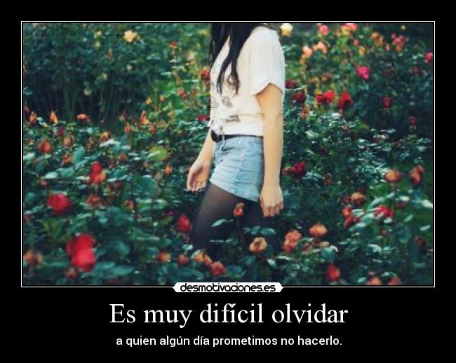 Es muy difícil olvidar - a quien algún día prometimos no hacerlo.