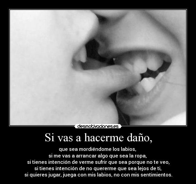 carteles vas hacerme dano que sea mordiendome los labios desmotivaciones