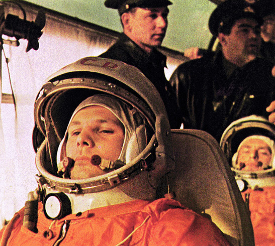 Yuri Gagarin, ready to take off.