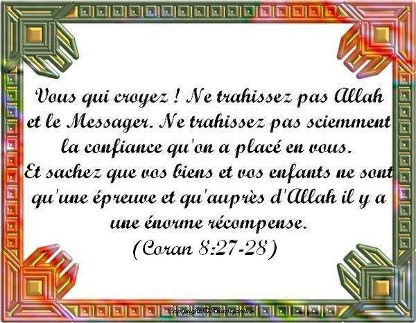 Exégèse sourate 8 des versets 27-28