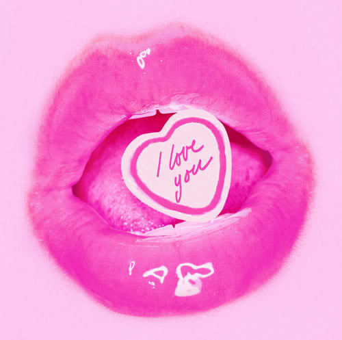 I LOVE YOU lips pink