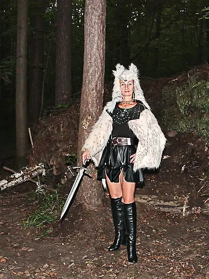 In a sable cape