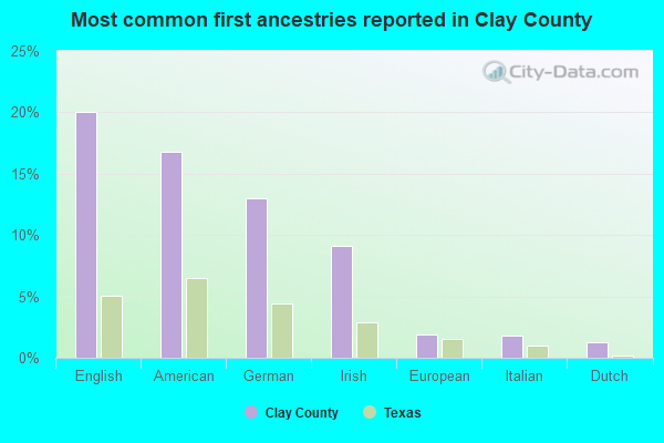 Most common first ancestries reported in Clay County