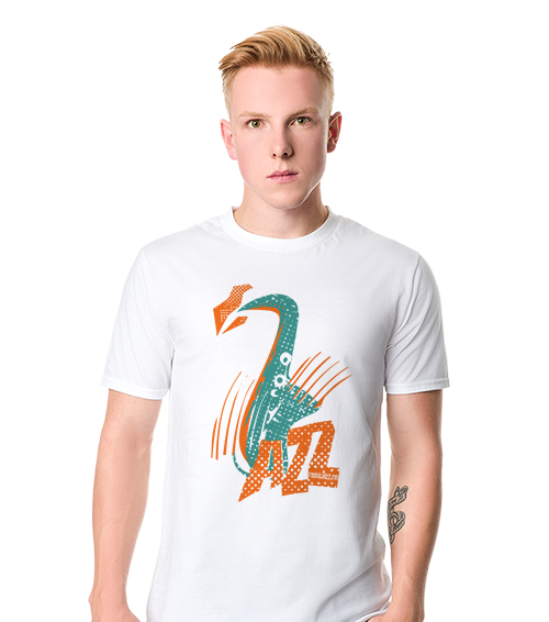 radio jazz t shirt meski bialy