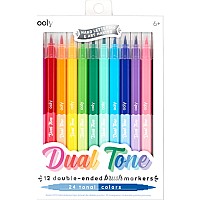 Dual Tone Double Ended Brush Marker/24 Colors