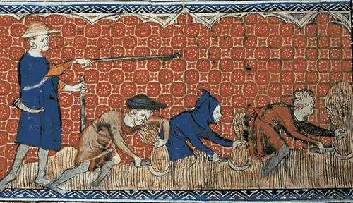 Section 23: Harold swears fealty to William of Normandy, Bayeux Tapestry (c. 1090)