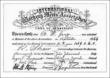 International Workingmen's Association membership card (1864)