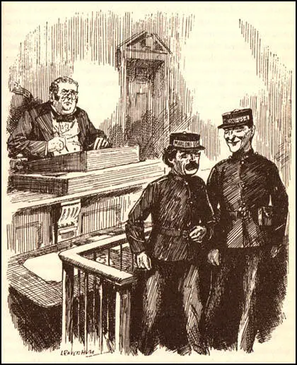 John Bull: "My boys, you leave the court without a stain - except for the whitewash." Leonard Raven-Hill, Blameless Telegraphy (25th June, 1913)