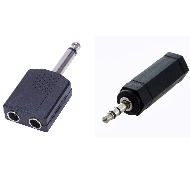 1 Pcs 1/4 Inch Stereo Jack to 3.5mm Adapter & 1 Pcs 6.35 1/4 Inch Male to Dual Female Mono Y Cord PA Audio Cable Adapter