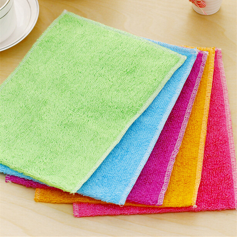 1pc Kitchen Anti-grease Wiping Rags Efficient Bamboo Fiber Cleaning Cloth Home Washing Cloth Dish Multifunctional Cleaning Tools