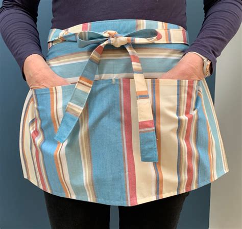 Coastal stripe Half apron with pockets | Etsy