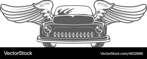 Retro car with wings isolated Royalty Free Vector Image