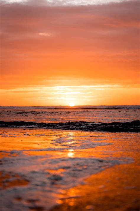 5K free download | Ocean, water, horizon, beach, sunset, sun, HD phone wallpaper | Peakpx