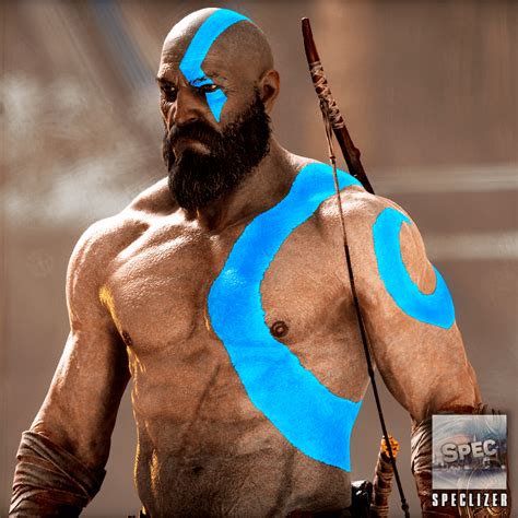 Kratos with blue tattoos - photos were taken in game : GodofWar