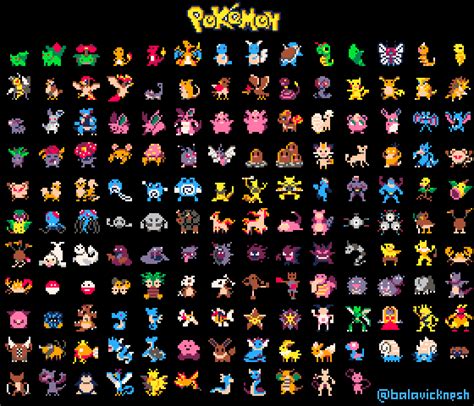 [OC] All 151 Gen 1 Pokemon Pixel Art. : r/PixelArt