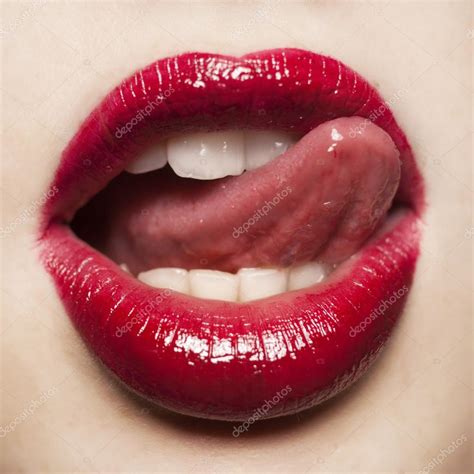 Glamour Red gloss lips — Stock Photo © doodko #15506263