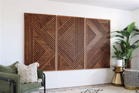 Set of 3 Slatted Wooden Wall Art - Wood Wall Art, Wall Sculpture, Modern Wood Art, Wall Decor ...