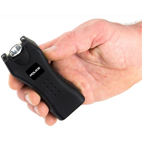 Police Stun Gun 618 Max Voltage Rechargeable with LED Flashlight Black