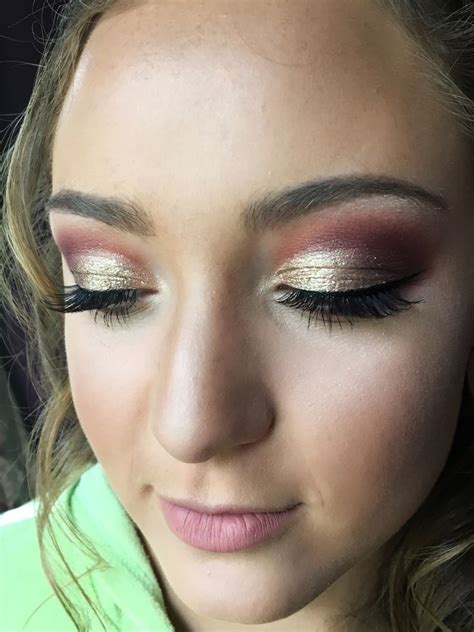 Prom makeup Maroon and gold makeup Smokey eye makeup Prom look | Prom eye makeup, Maroon eye ...