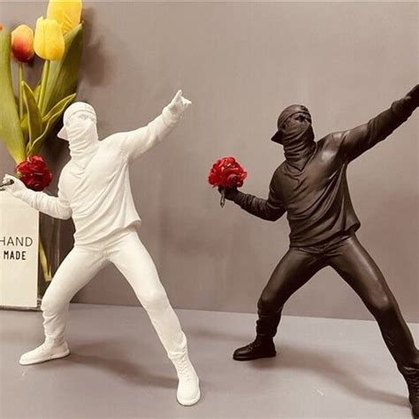 Banksy Flower Thrower Figurine Graffiti Banksy Art Flower - Etsy